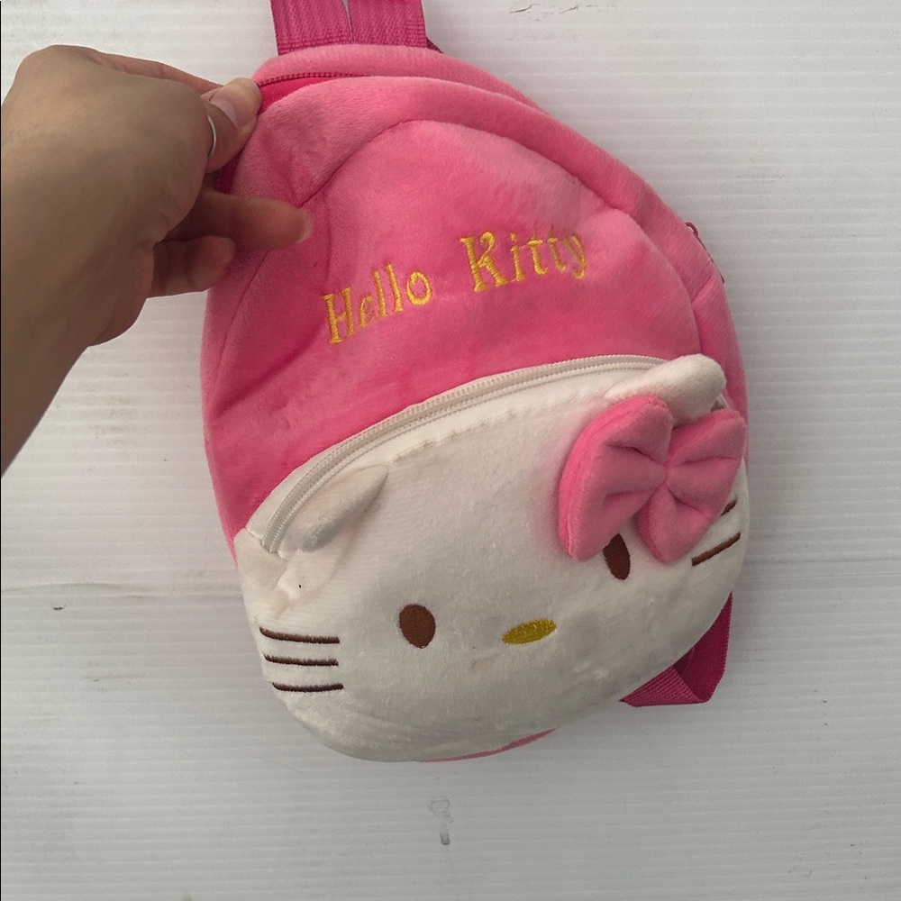 Hello Kitty Pink and White Plush Sling Bag with Bow